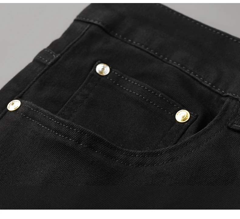 High Quality Luxury European Design White Jeans Men Slim Straight Elastic Casual Breathable Black Long Trousers Man Plus Size 40