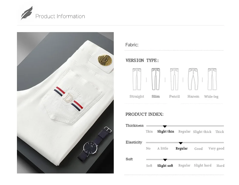 High Quality Luxury European Design White Jeans Men Slim Straight Elastic Casual Breathable Black Long Trousers Man Plus Size 40