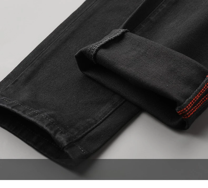High Quality Luxury European Design White Jeans Men Slim Straight Elastic Casual Breathable Black Long Trousers Man Plus Size 40