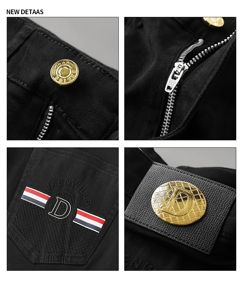 High Quality Luxury European Design White Jeans Men Slim Straight Elastic Casual Breathable Black Long Trousers Man Plus Size 40