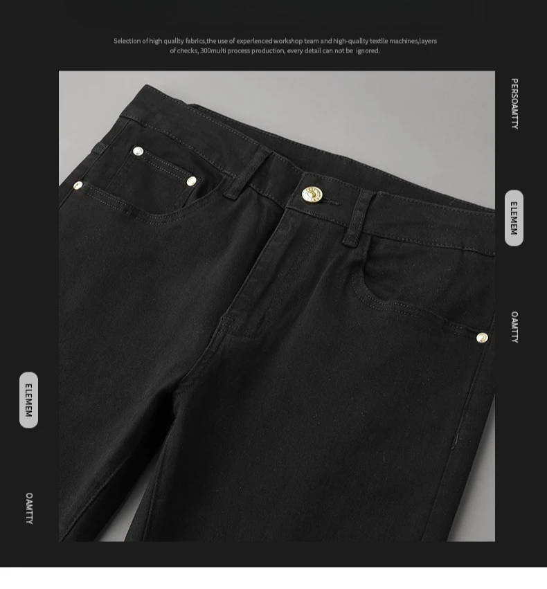 High Quality Luxury European Design White Jeans Men Slim Straight Elastic Casual Breathable Black Long Trousers Man Plus Size 40