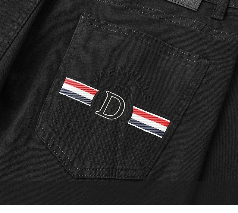 High Quality Luxury European Design White Jeans Men Slim Straight Elastic Casual Breathable Black Long Trousers Man Plus Size 40