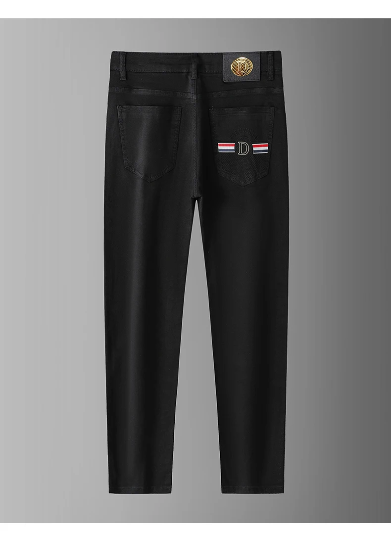 High Quality Luxury European Design White Jeans Men Slim Straight Elastic Casual Breathable Black Long Trousers Man Plus Size 40
