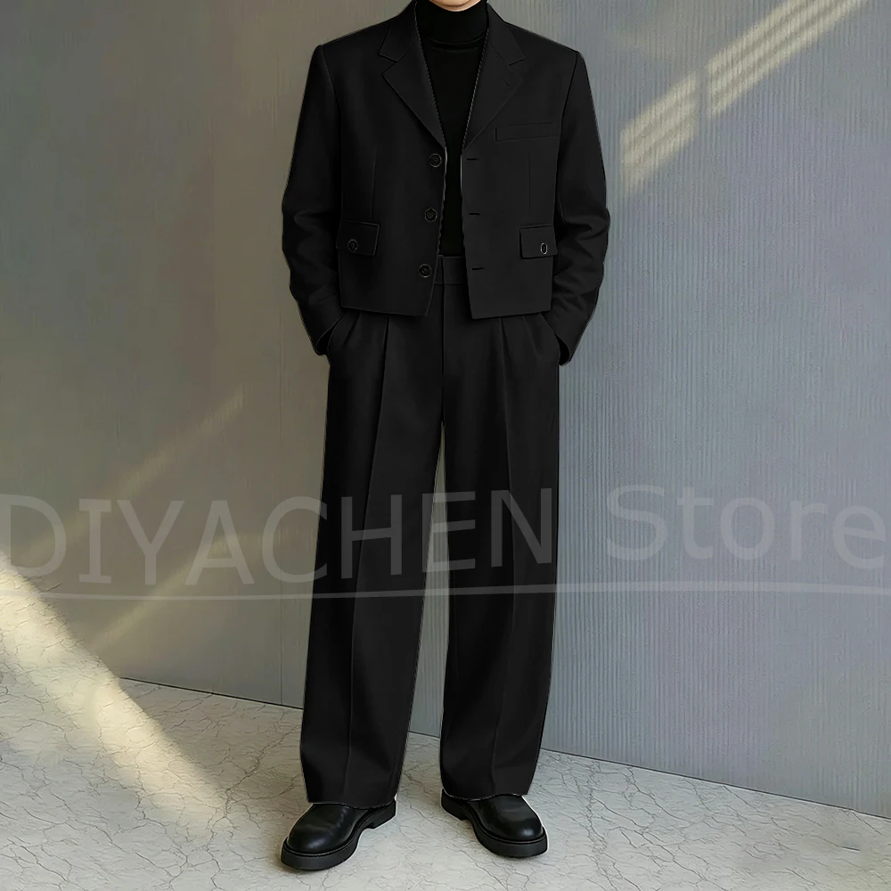 Men's 2 Piece Suit Set Fashion Notch Lapel Single Breasted Outfit for Casual Formal Business Groom Wedding Party Male Suit