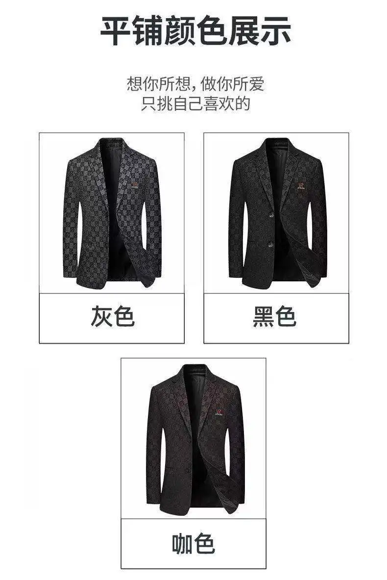 Blazer Men's Fashionable Business Wedding Banquet Casual Hosting Dress Showcases A High-end Middle-aged Checkered Look Blazer