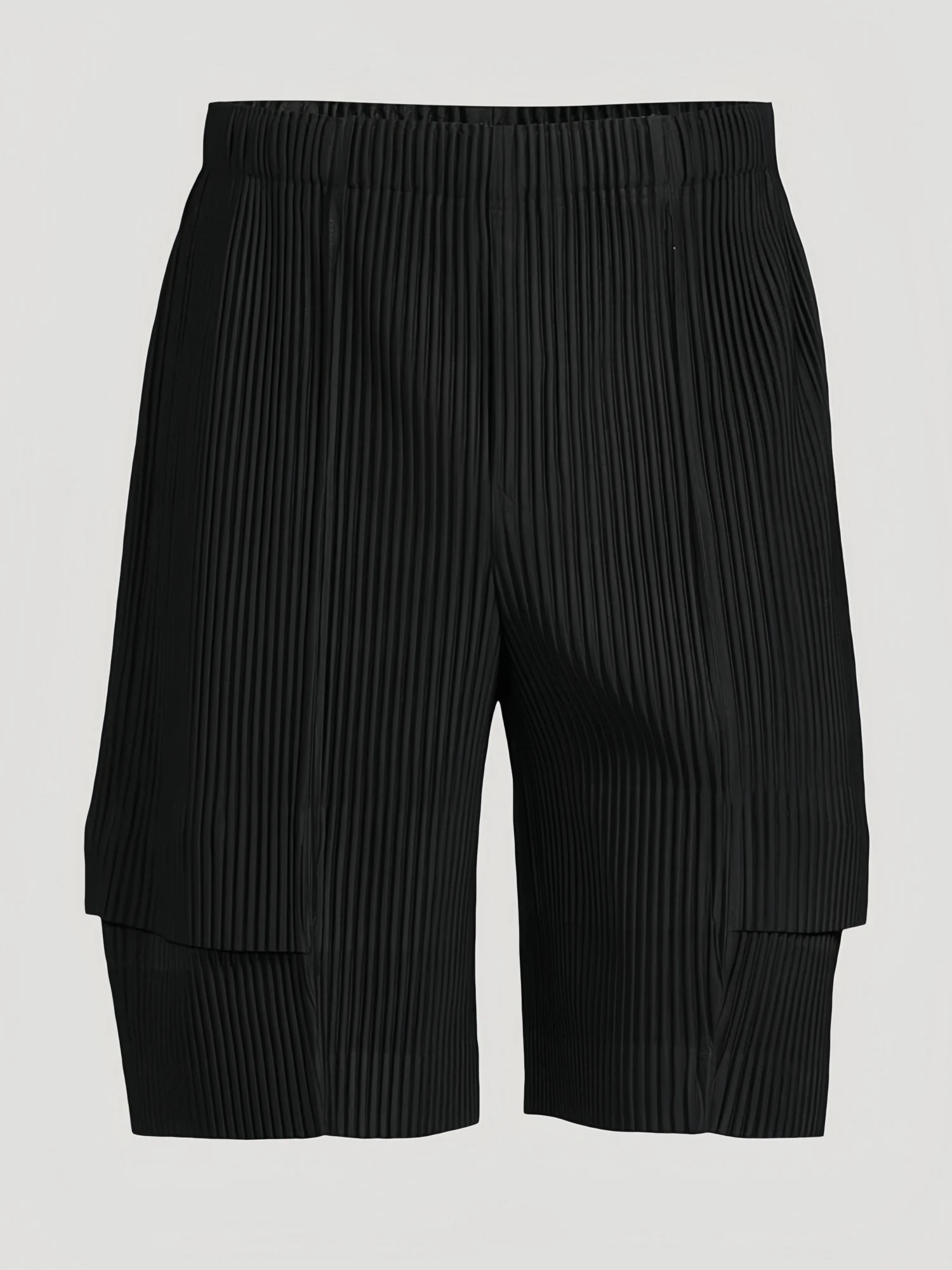 Miyake Pleated Plisse Cargo Shorts Men Loose Knee Length Summer Casual Bermuda Shorts Wrinkle Resistant