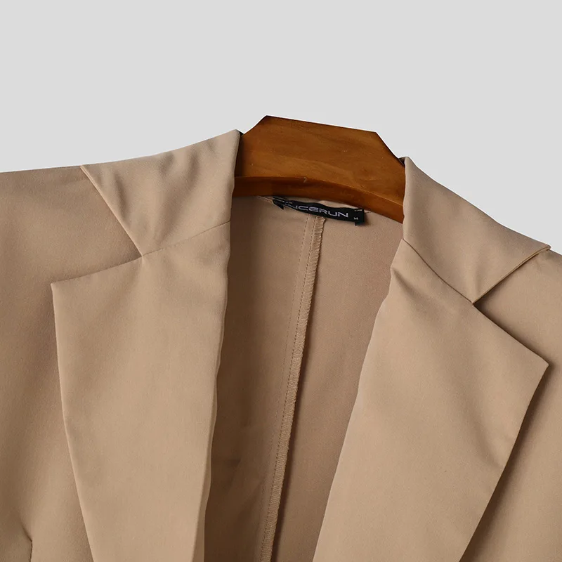 Fashion Men Irregular Blazer Streetwear Lapel Long Sleeve 2025 Ruffle Elegant Long Style Blazer Casual Men's Coats S-5XL INCERUN