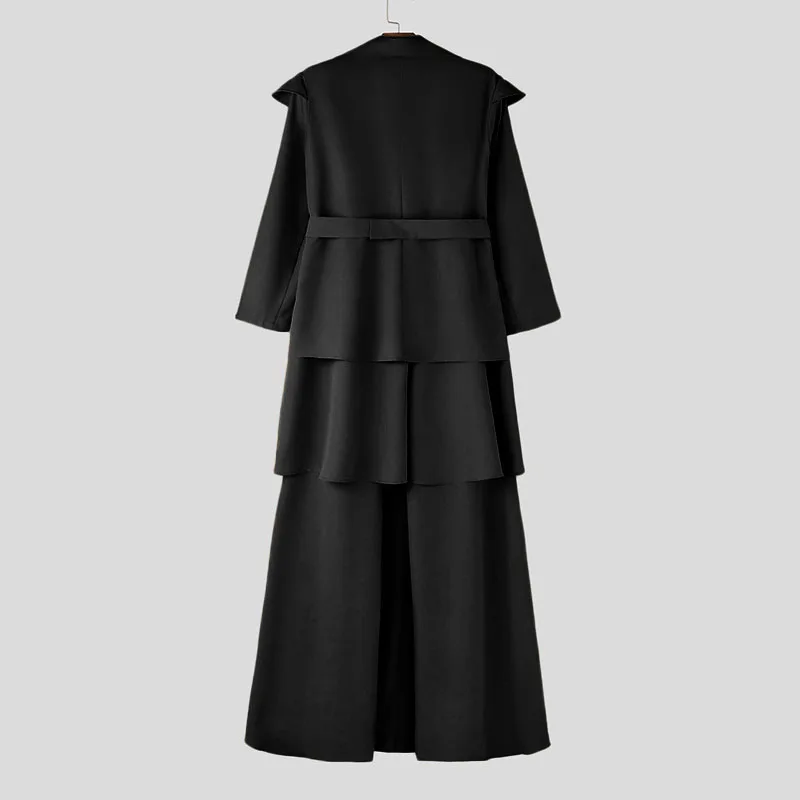 Fashion Men Irregular Blazer Streetwear Lapel Long Sleeve 2025 Ruffle Elegant Long Style Blazer Casual Men's Coats S-5XL INCERUN