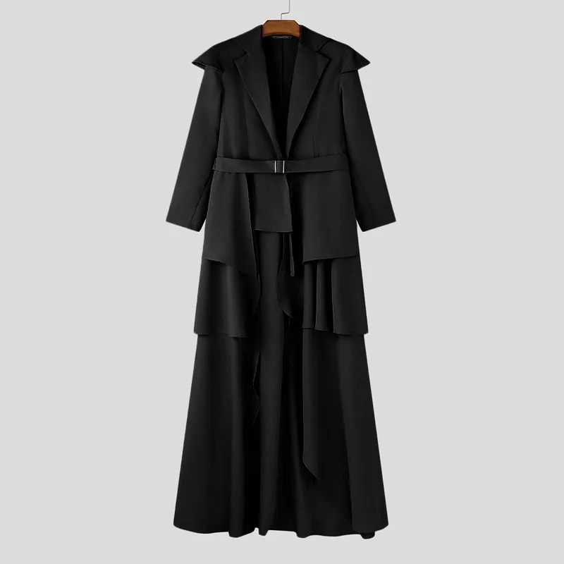 Fashion Men Irregular Blazer Streetwear Lapel Long Sleeve 2025 Ruffle Elegant Long Style Blazer Casual Men's Coats S-5XL INCERUN