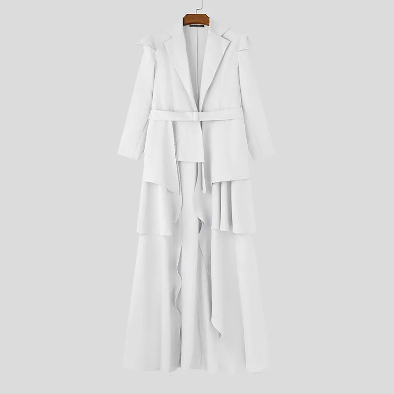 Fashion Men Irregular Blazer Streetwear Lapel Long Sleeve 2025 Ruffle Elegant Long Style Blazer Casual Men's Coats S-5XL INCERUN