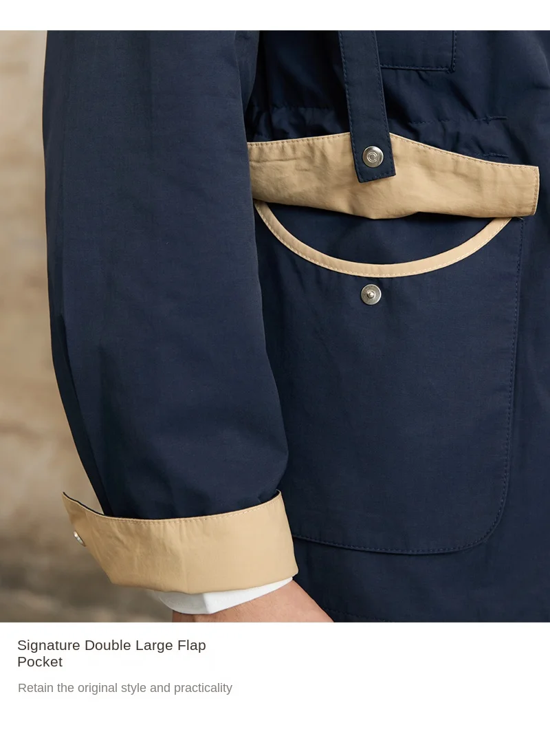 Gentry Multi-Pocket Drawstring Waist Retro Hunting Jacket M65 Casual Collar Jacket Trendy Men