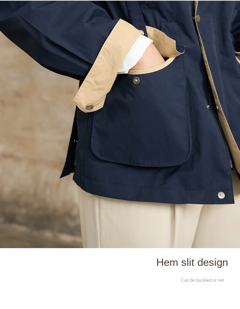 Gentry Multi-Pocket Drawstring Waist Retro Hunting Jacket M65 Casual Collar Jacket Trendy Men
