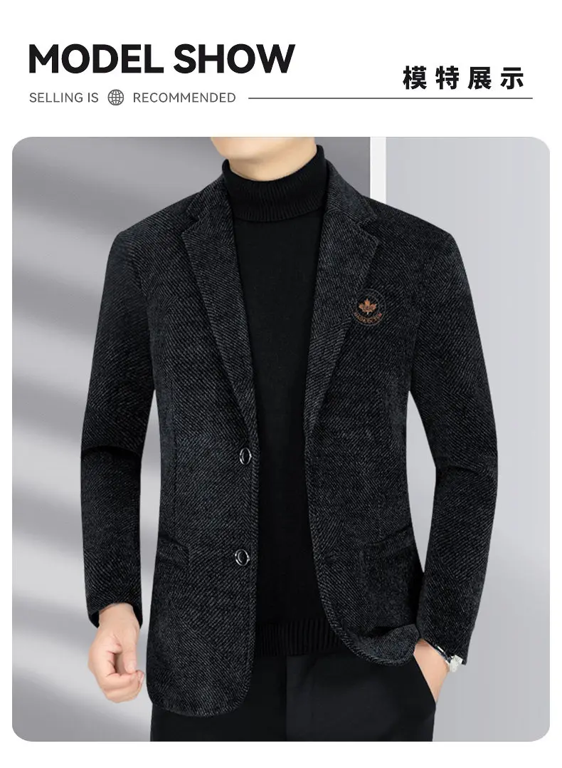 Blazer Men's Business Gentleman Wedding Fashionable Solid Color Best Man, Slimming and Casual Middle-aged and Elderly Blazer