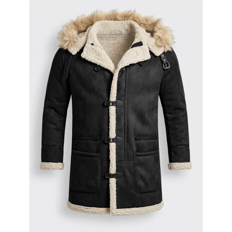 Men's Winter Fleece Jacket Popular Mohair Coat Multiple Pockets Hooded Jacket Outdoor Hiking Men's Clothing Thick Jacket for Men