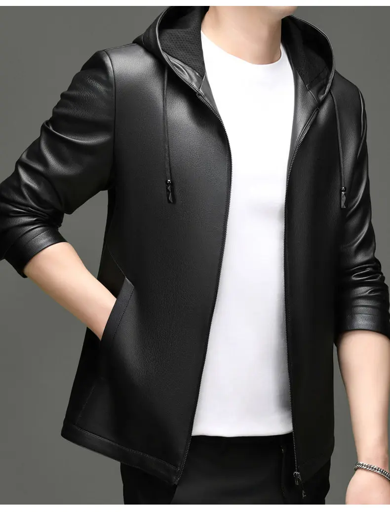 Spring Autumn New Style Men's Leather Jacket Casual Genuine Sheepskin Slim Fit Large Size Leather Coat for Men
