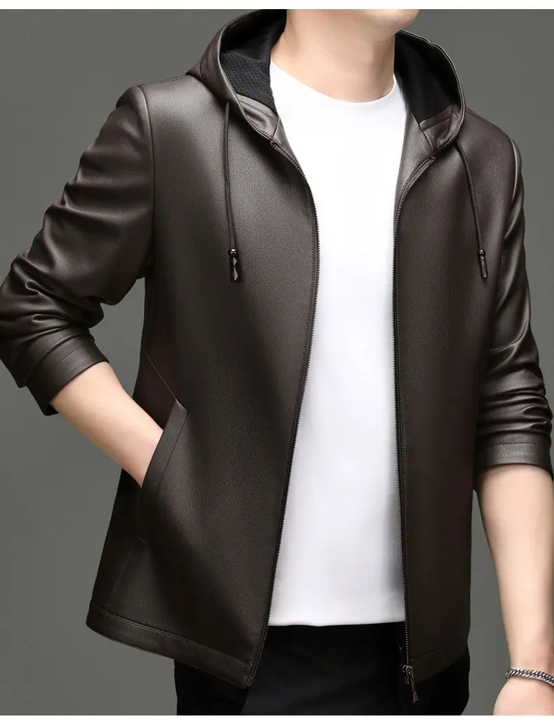 Spring Autumn New Style Men's Leather Jacket Casual Genuine Sheepskin Slim Fit Large Size Leather Coat for Men