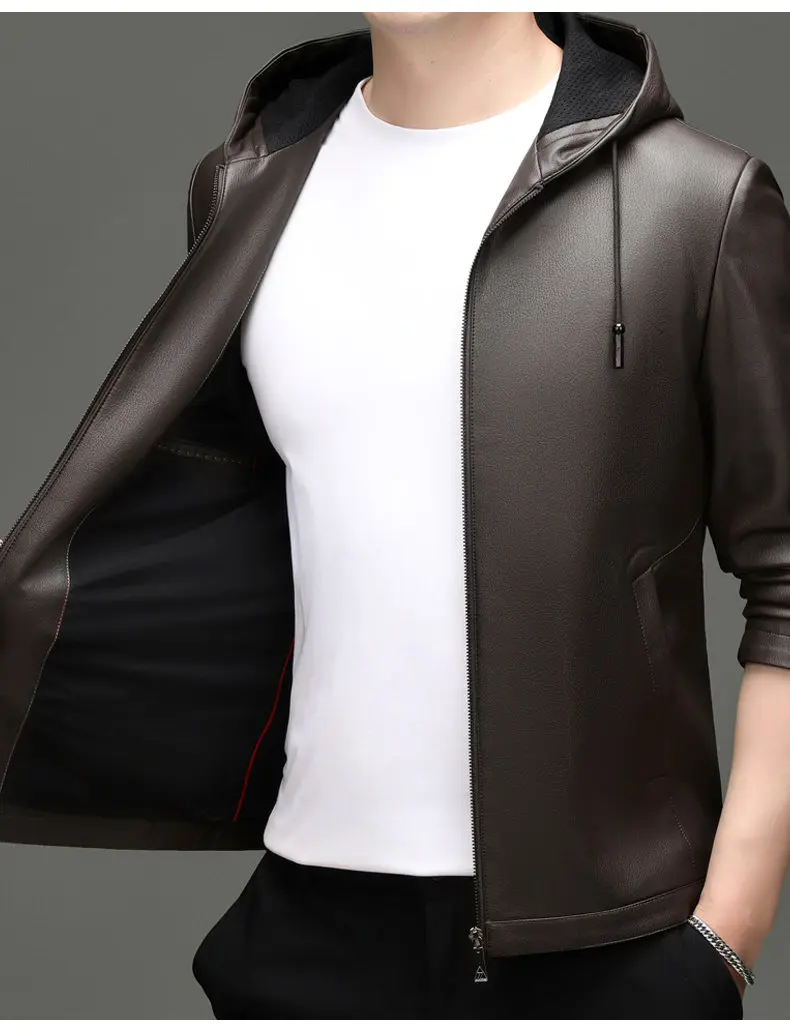 Spring Autumn New Style Men's Leather Jacket Casual Genuine Sheepskin Slim Fit Large Size Leather Coat for Men