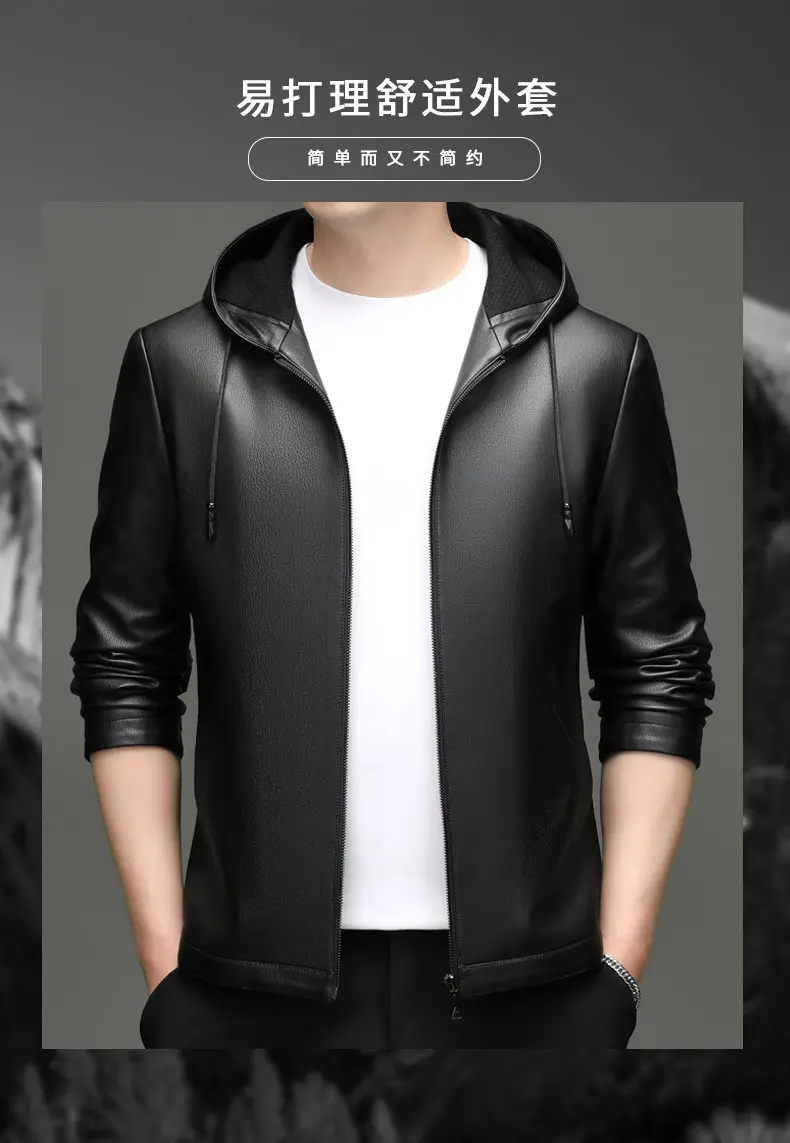 Spring Autumn New Style Men's Leather Jacket Casual Genuine Sheepskin Slim Fit Large Size Leather Coat for Men