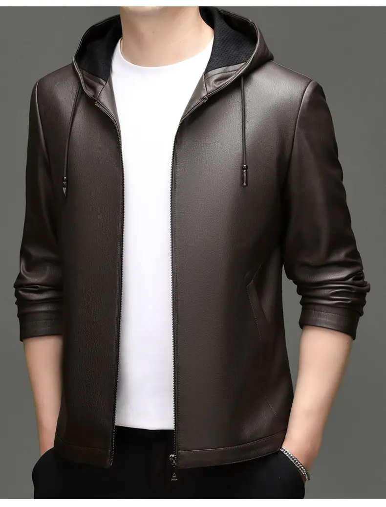 Spring Autumn New Style Men's Leather Jacket Casual Genuine Sheepskin Slim Fit Large Size Leather Coat for Men
