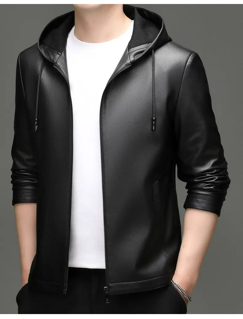 Spring Autumn New Style Men's Leather Jacket Casual Genuine Sheepskin Slim Fit Large Size Leather Coat for Men