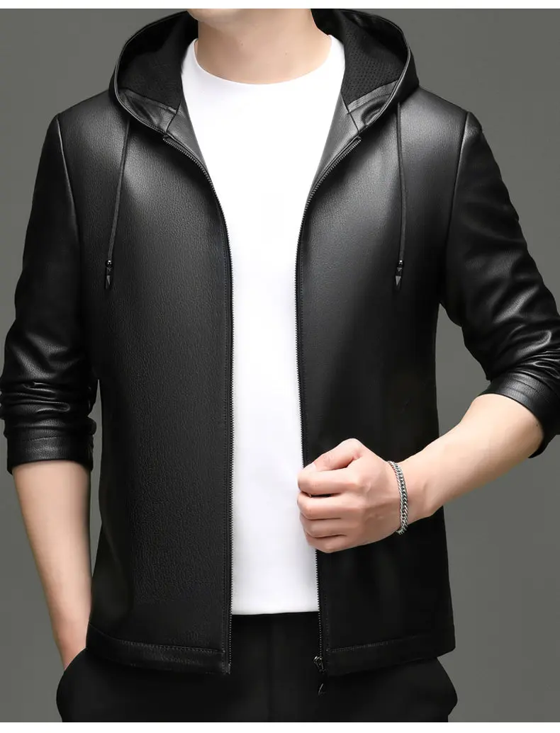 Spring Autumn New Style Men's Leather Jacket Casual Genuine Sheepskin Slim Fit Large Size Leather Coat for Men