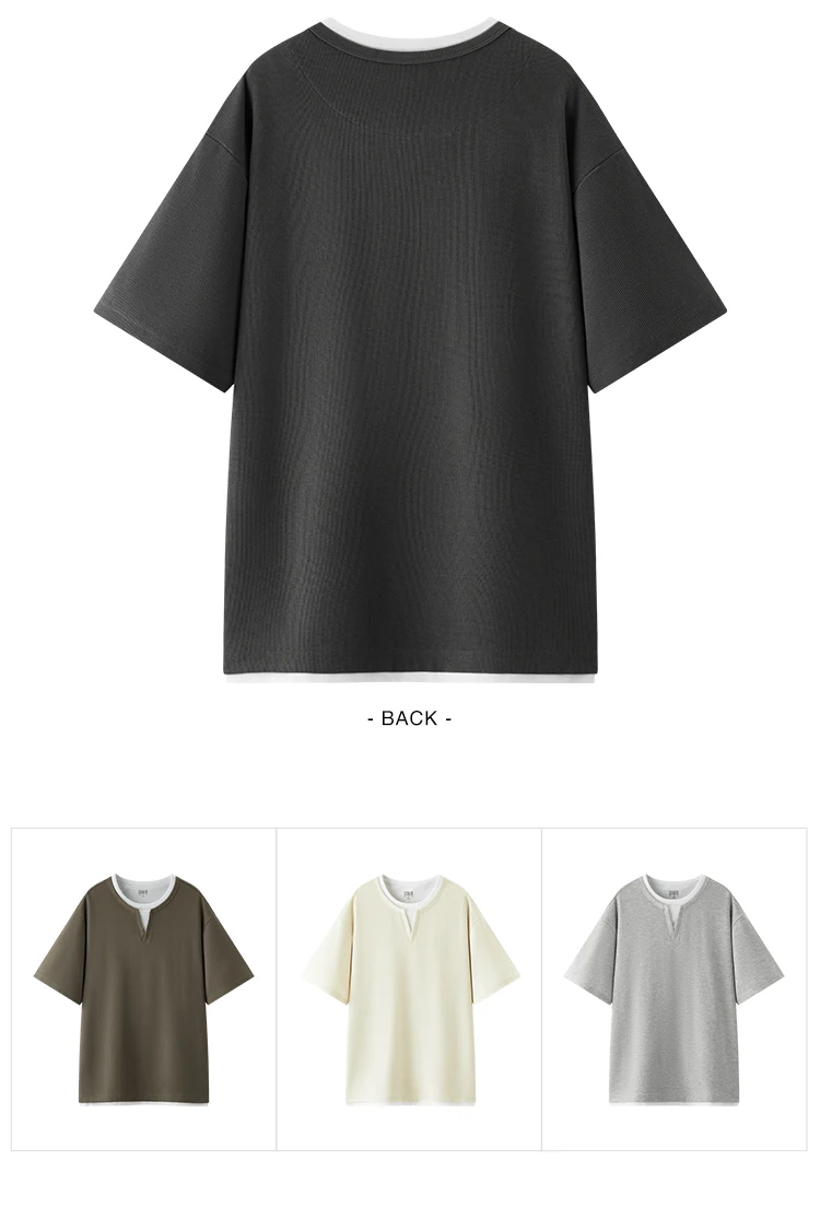 Semir Men Tshirt Short Sleeve V Neck Colorblock Waffle Knit 2026 Autumn Loose Casual Style Pullover Everyday Top