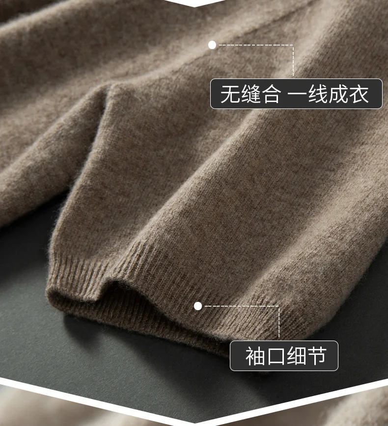100% Pure Goat Cashmere Men's Crewneck Pullover Sweater Basic Half Sleeve Sweater Solid Color Business Casual Men's Top