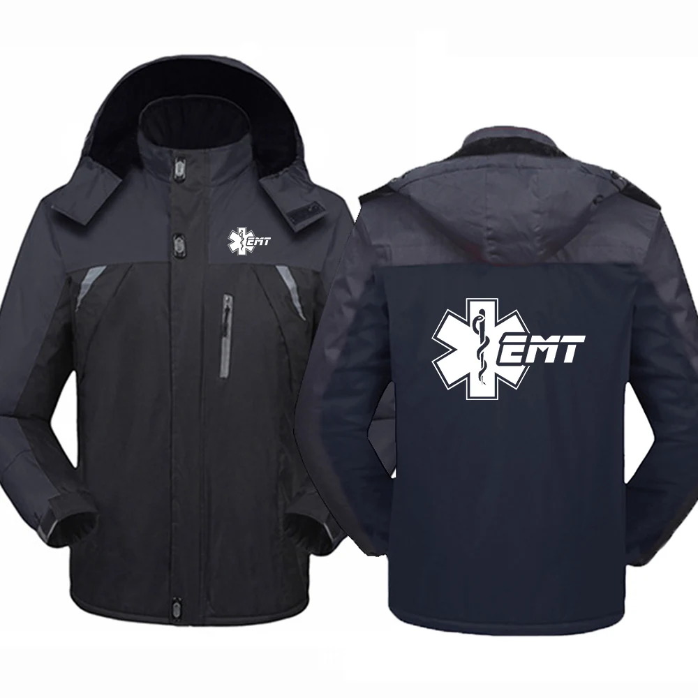 EMT Emergency Ambulance 2024 Men Zipper Jacket Windbreaker Windproof Thicken Outwear Outdoor Sport Comfortable Versatile Coat
