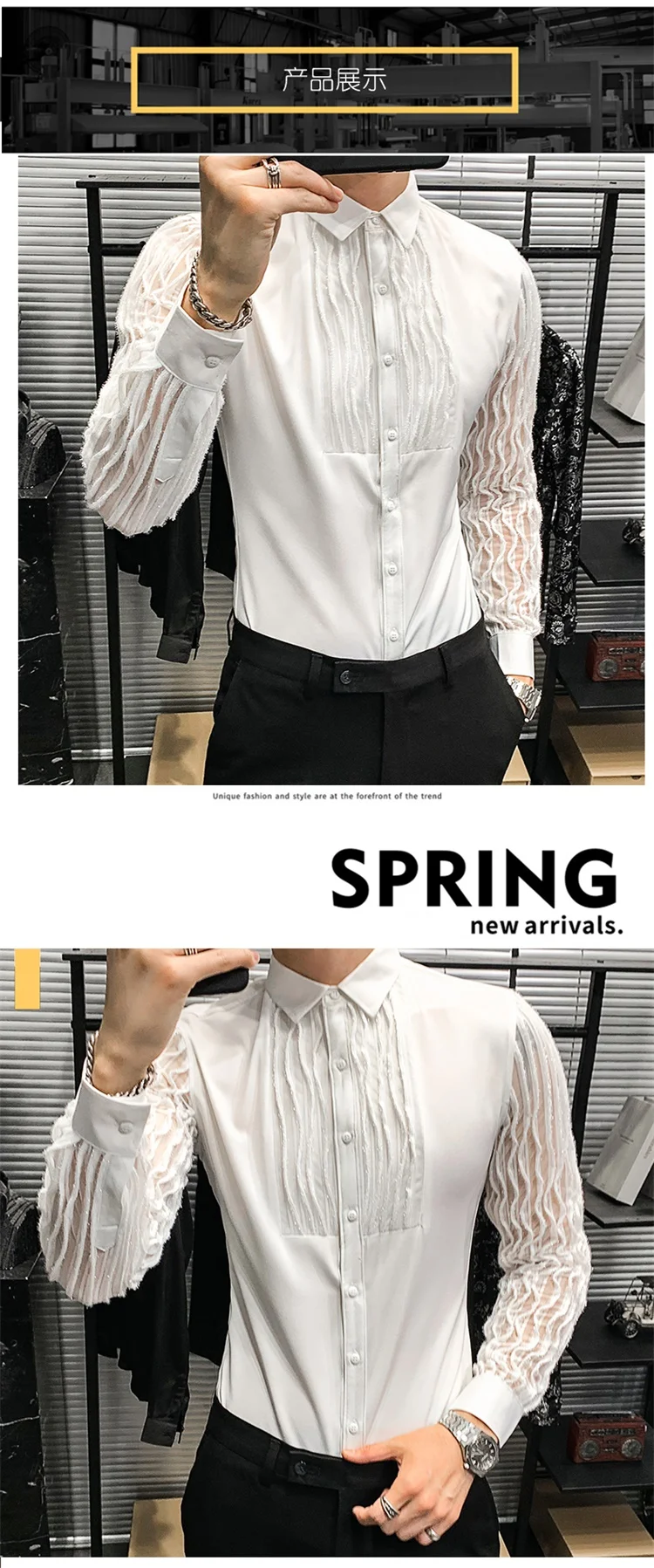 Lace Hollow Shirts for Men Long Sleeve Slim Fit Streetwear Social Party Blouse Nightclub Singer Dj Clothing Camisas Para Hombre