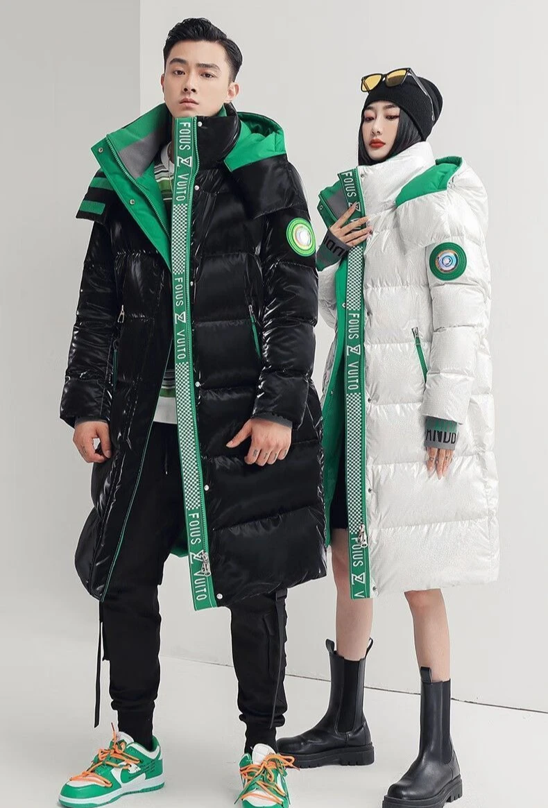 Unisex Winter Down Jacket with Waterproof Design Plus Size Long Overcoat for Couples Warmth Style