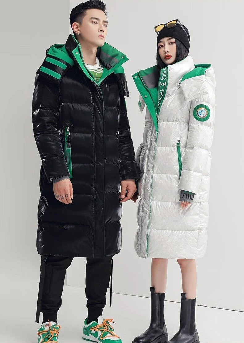 Unisex Winter Down Jacket with Waterproof Design Plus Size Long Overcoat for Couples Warmth Style