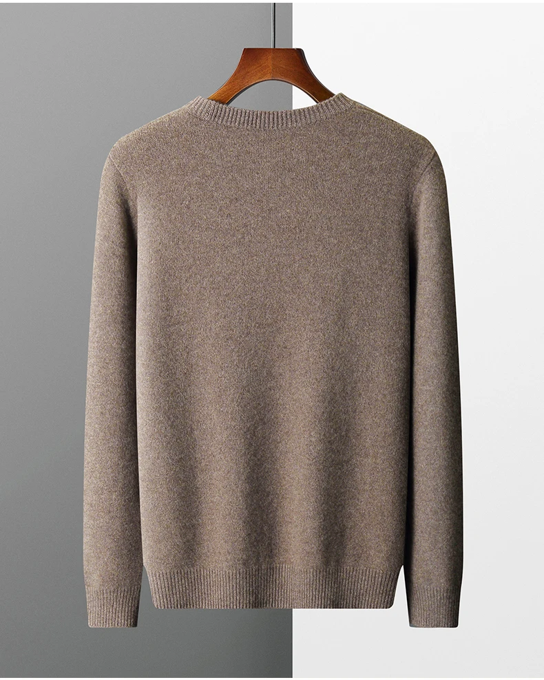 Men's Wool Sweater Autumn And Winter New Round Neck Loose Solid Color Winter Thickening Bottoming Shirt