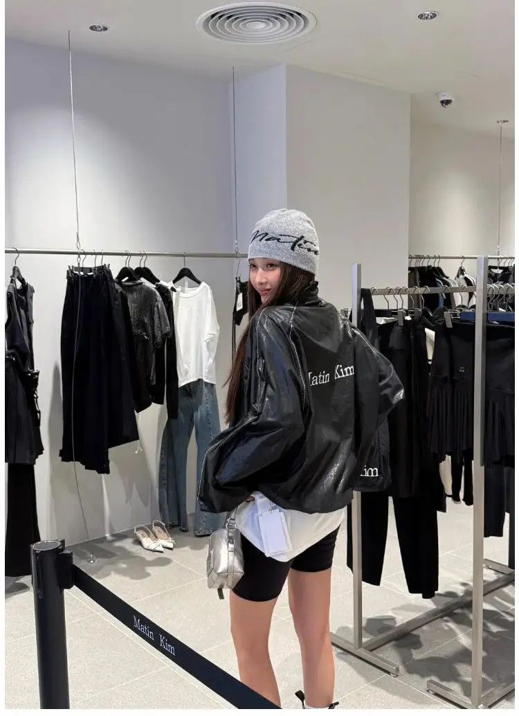 Matin Kim Raw Cut Logo Sweatshirt Cropped Loose Fit Cotton Streetwear Unisex Top
