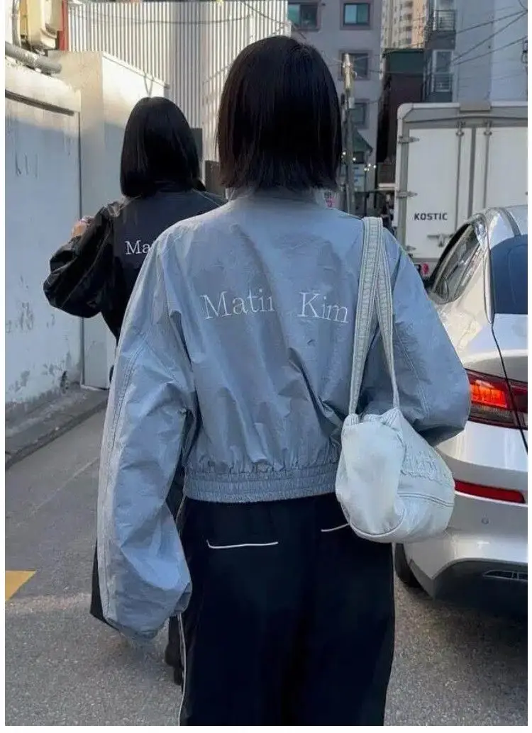 Matin Kim Raw Cut Logo Sweatshirt Cropped Loose Fit Cotton Streetwear Unisex Top