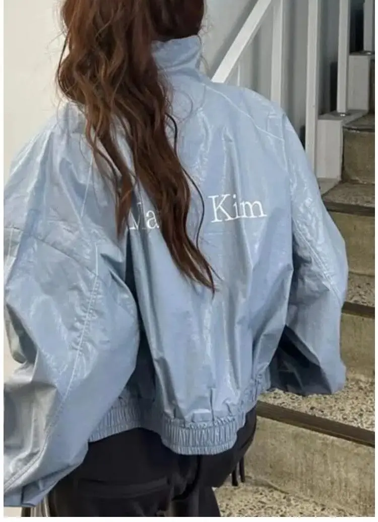 Matin Kim Raw Cut Logo Sweatshirt Cropped Loose Fit Cotton Streetwear Unisex Top