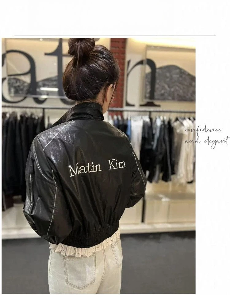 Matin Kim Raw Cut Logo Sweatshirt Cropped Loose Fit Cotton Streetwear Unisex Top