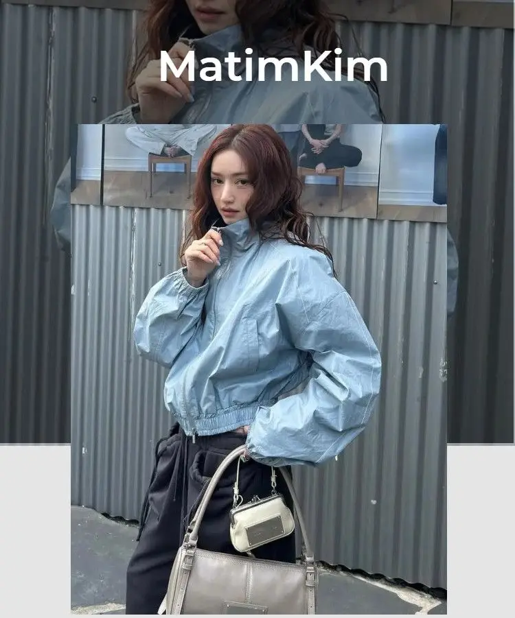 Matin Kim Raw Cut Logo Sweatshirt Cropped Loose Fit Cotton Streetwear Unisex Top