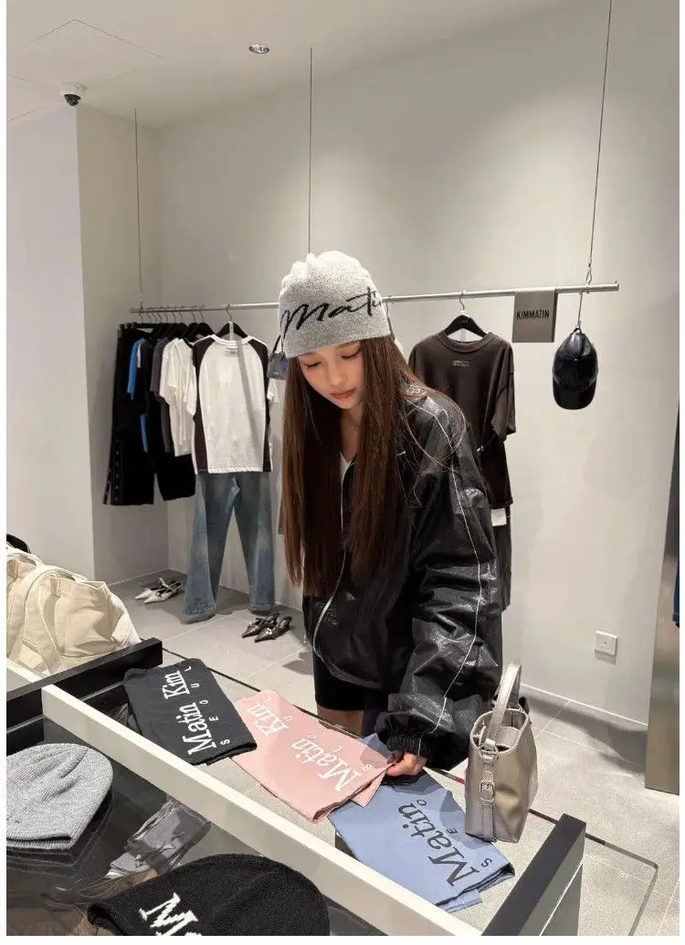 Matin Kim Raw Cut Logo Sweatshirt Cropped Loose Fit Cotton Streetwear Unisex Top