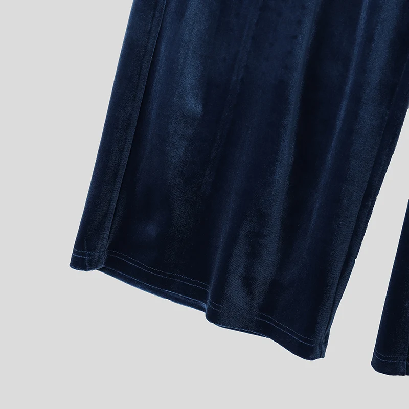INCERUN Men's Sets Solid Velour Shiny Long Sleeve T Shirt Pants Two Piece Sets Streetwear Loose 2026 Fashion Men Matching Sets