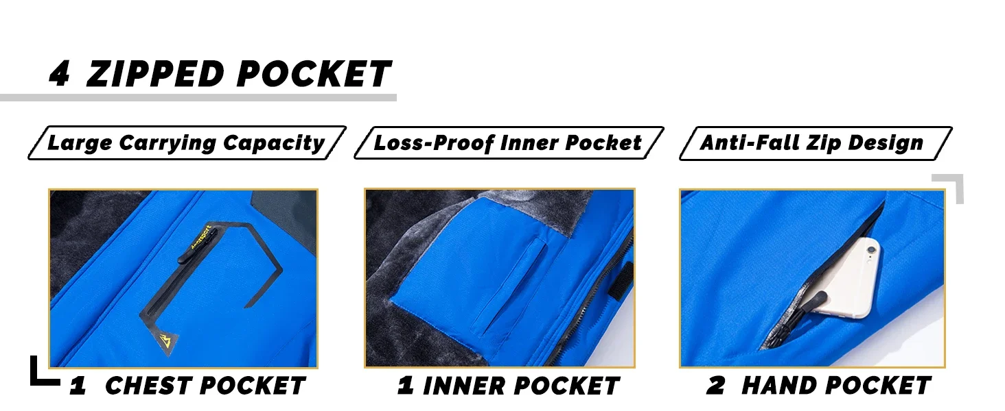 KEFITEVD Men's Winter Ski Jacket Waterproof Warm Thick Fleece Hiking Jackets Raincoats Snow Jacket Coats Windbreaker Man Parka