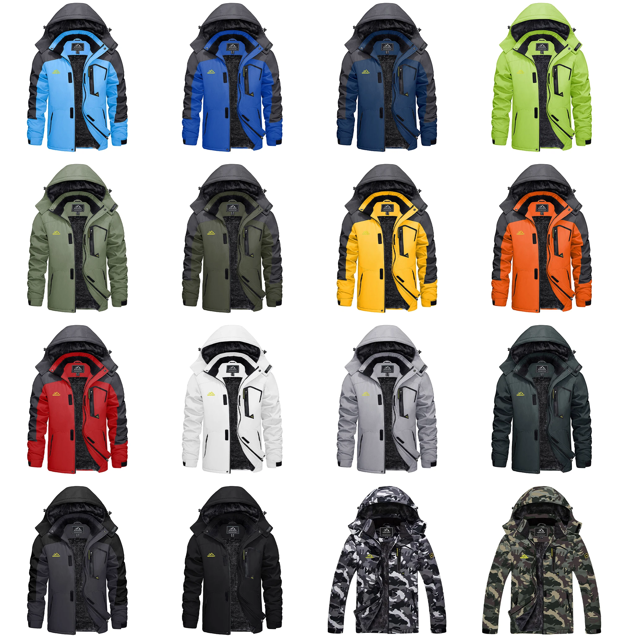 KEFITEVD Men's Winter Ski Jacket Waterproof Warm Thick Fleece Hiking Jackets Raincoats Snow Jacket Coats Windbreaker Man Parka