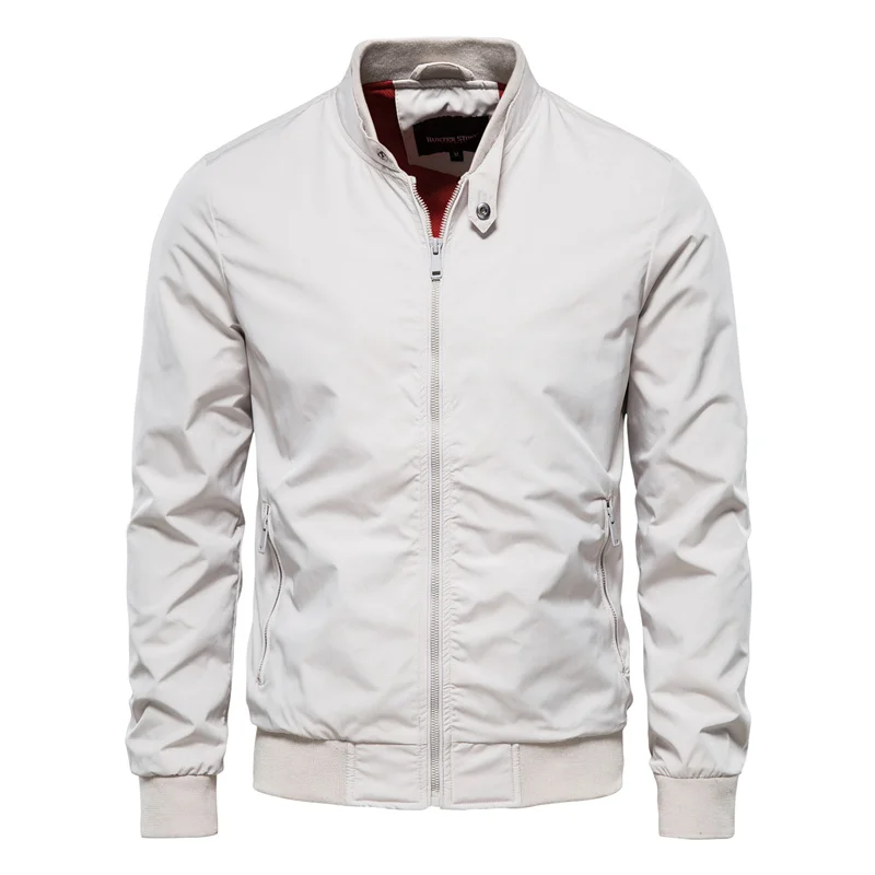 AIOPESON Solid Color Baseball Jacket Men Casual Stand Collar Bomber Mens Jackets Autumn High Quality Slim Fit Jackets for Men