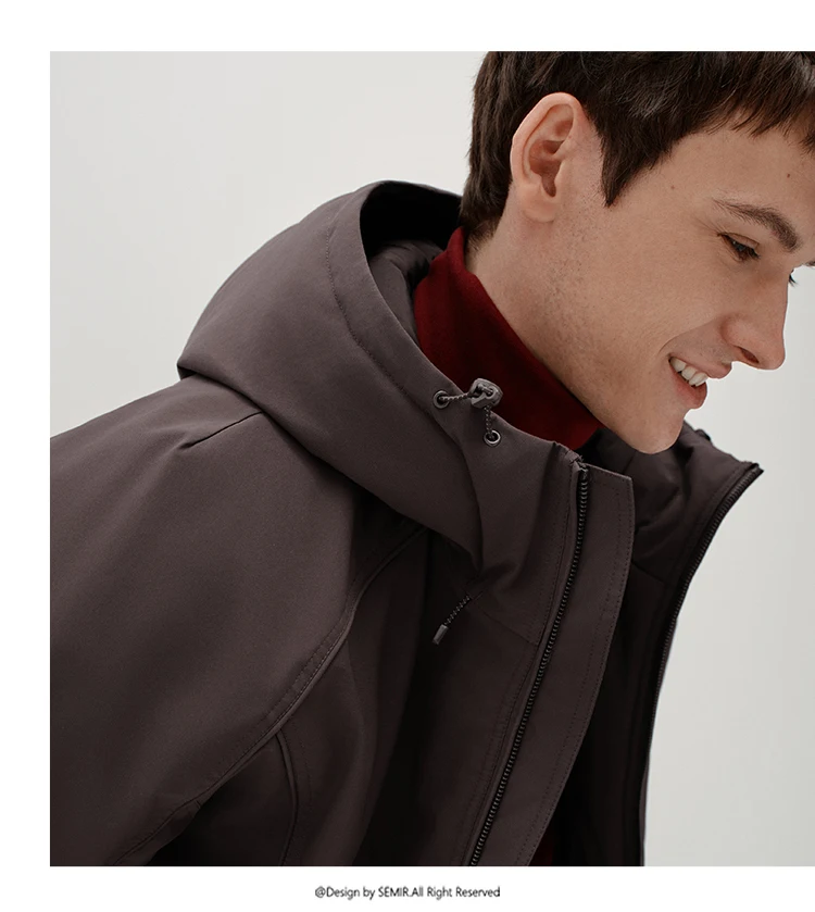 Semir Men Padded Jacket Water Repellent Windproof Shell Abrasion Resistant Raglan Sleeve 2026 Winter Everyday Style