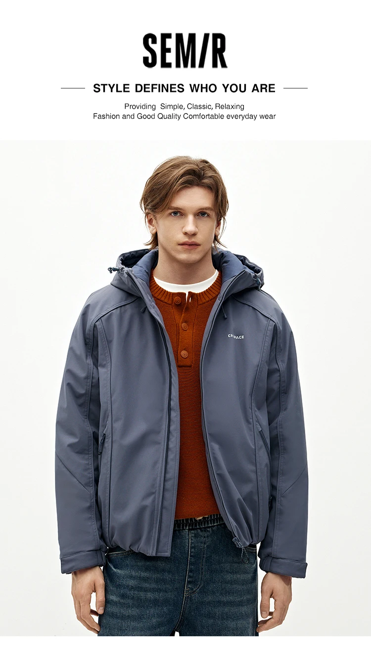 Semir Men Padded Jacket Water Repellent Windproof Shell Abrasion Resistant Raglan Sleeve 2026 Winter Everyday Style