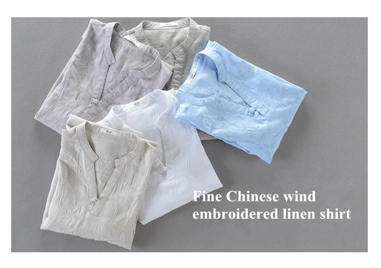 Italy brand linen shirts for men summer solid white flax shirts mens embroidery casual men shirt large size shirts male camiseta