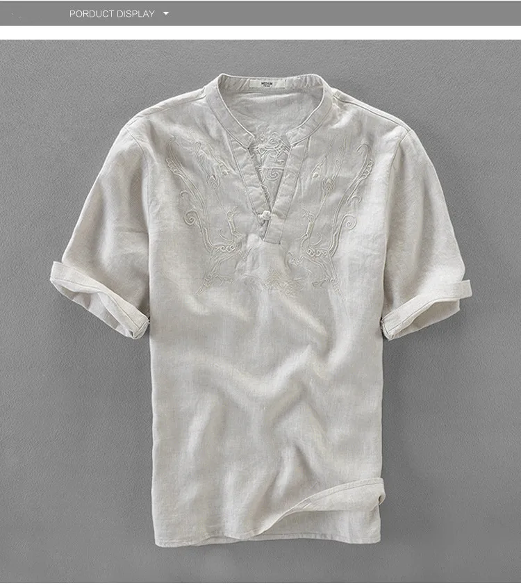 Italy brand linen shirts for men summer solid white flax shirts mens embroidery casual men shirt large size shirts male camiseta