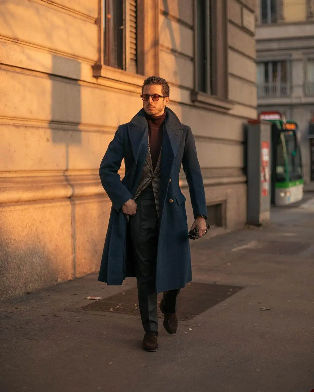 Wool Blend Coat Men Fashion Over Jacket Double Breasted Checkered Business Long Overcoat Plus Size Warm Formal Business Tailored