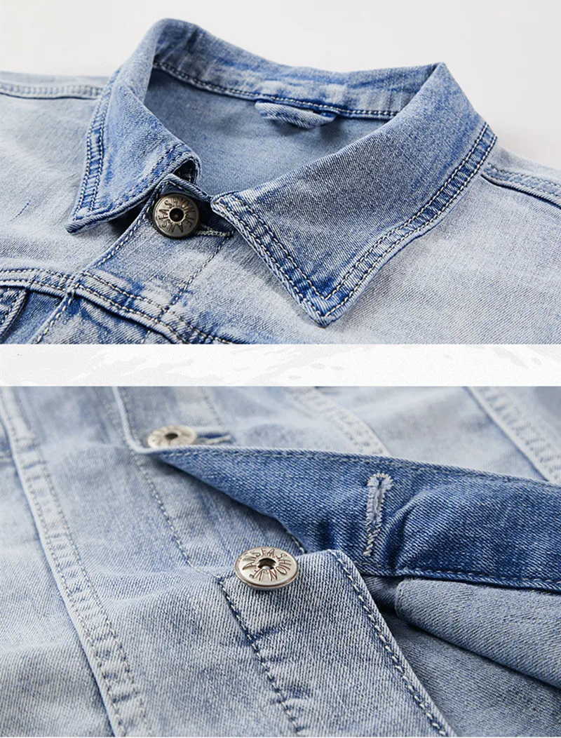 Men's Denim Jacket Jeans Pants Letters Printing Long Coat Trousers 2 Pcs Set Casual Single Breasted