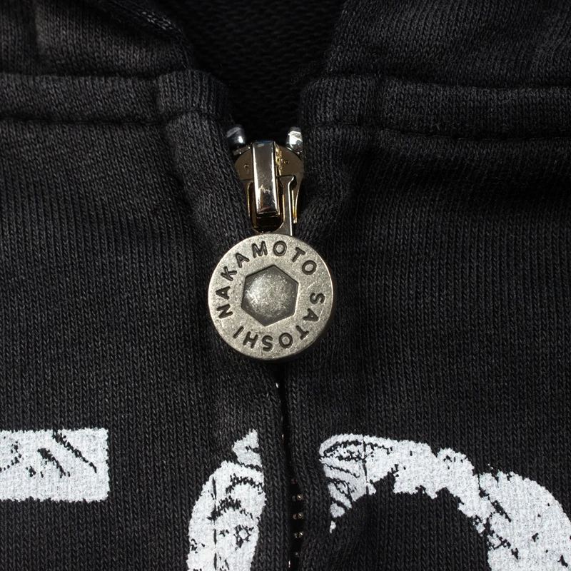 2XL SATOSHI NAKAMOTO Jacket Street Splashed Ink Classic Retro Letter Print Washed Worn Zipper Hooded Sweatshirt Men Wom Hoodyen
