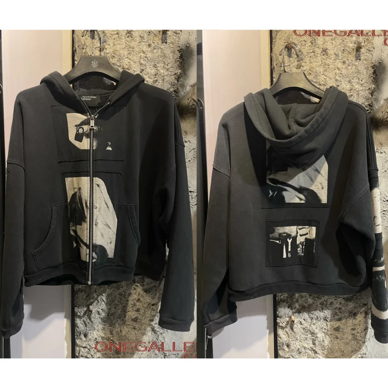 2025ss erd Hoody Sweatshirt High Street Kangaroo Pocket Long-sleeved Zipper Hooded for Men Women